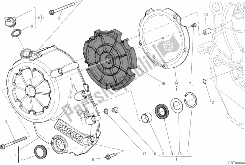 Alle onderdelen voor de Koppelingsdeksel van de Ducati Diavel FL AUS 1200 2017